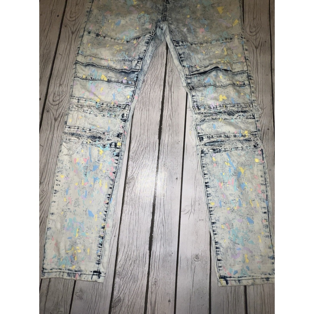 Waimea Skinny Jeans Men's 34 x 34 Light wash Denim Graffiti Art Pants Stains * - Picture 3 of 11